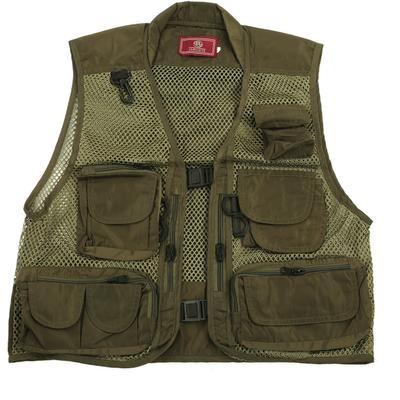 Fischerweste Mehrere Taschen Mehrfach-Netz-Weste Atmungsaktiv Verstellbar Fischerei Schwimmweste(L )