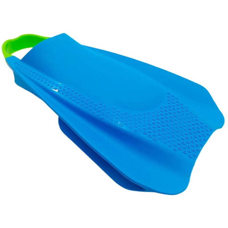 Blue M Swim Training Fins Comfortable Silicone Lap Swimming Short Blade Floating Flippers With Mesh Bag for Adults Snorkeling