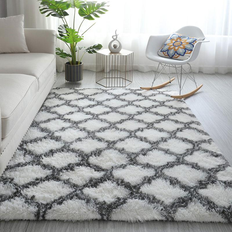 White Fluffy Carpet Plush Carpets Living Room Decoration Thicken Bedroom Bedside Mats Non-Slip Children'S Room Soft Large Rugs