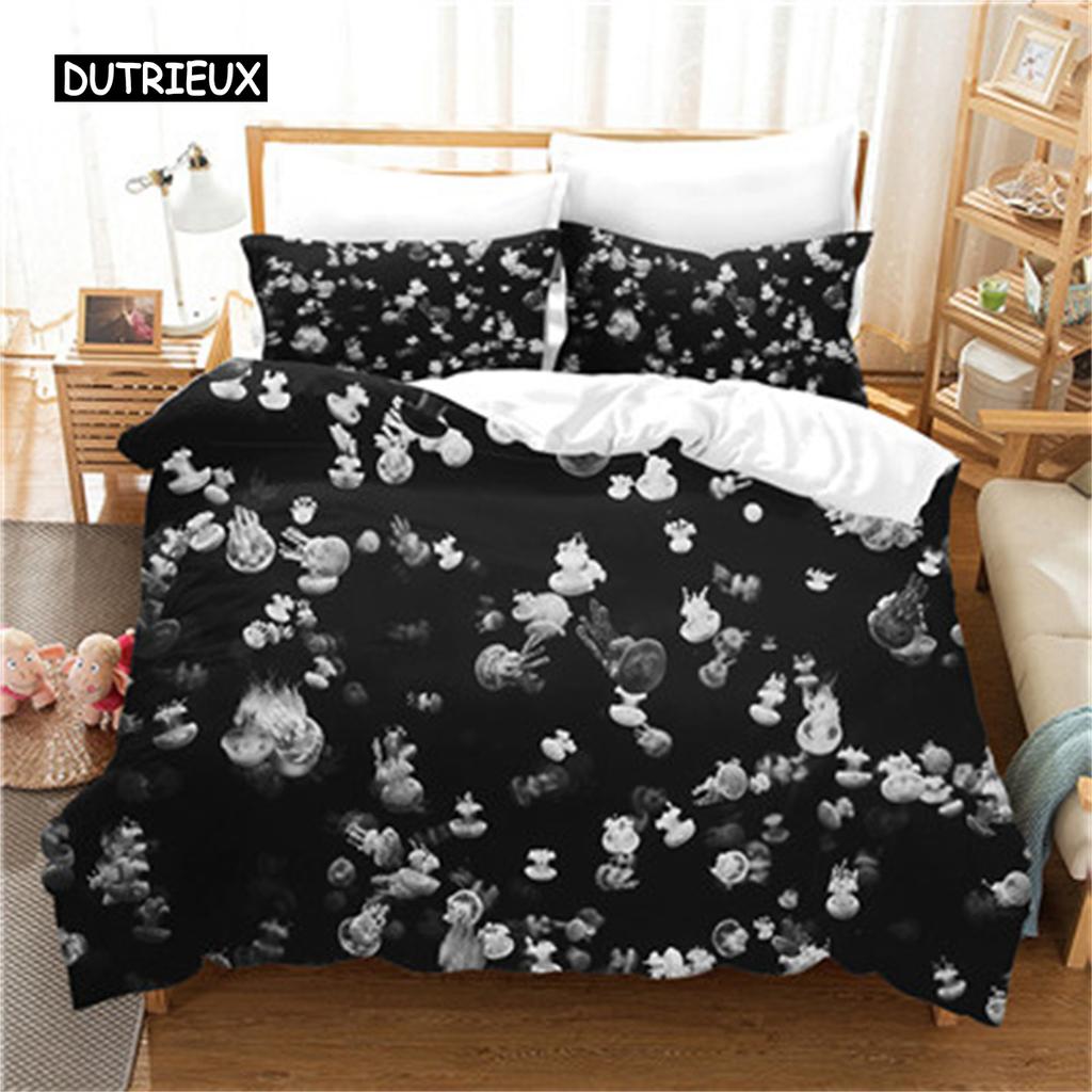 Bedding Set Marine Life Pink Jellyfish Fashion Duvet Cover Set Bedroom Set Comfort Cover for Women Girls Kids Bedroom Decoration