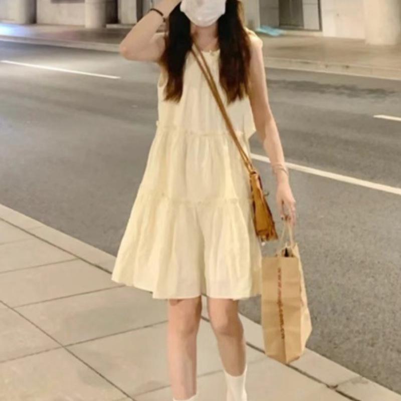 

GMXIA Маленькое платье-халтер без рукавов, детское летнее пляжное платье-фея для отдыха на пляже S