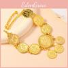 Elegant Gold Alloy Coin Anklet For Women With Dangle Tassels Wedding Foot Jewelry