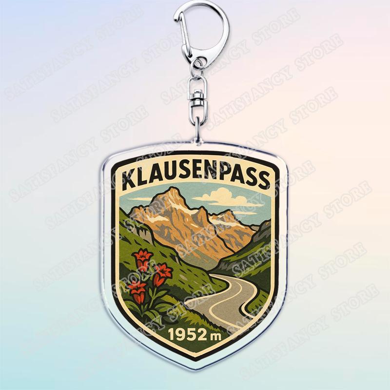 Zwitserland Klausenpas Sleutelhanger voor Accessoires Wegmotor Bergpas Sleutelhanger Sieraden Fans Vrienden Cadeaus beige