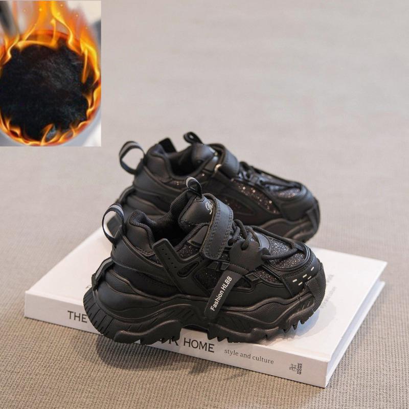 Sports Shoes for Girls New Shoes for Autumn and Winter Children Plus Plush Daddy Shoes Casual Two Cotton Shoes for Boys Medium and Large Children