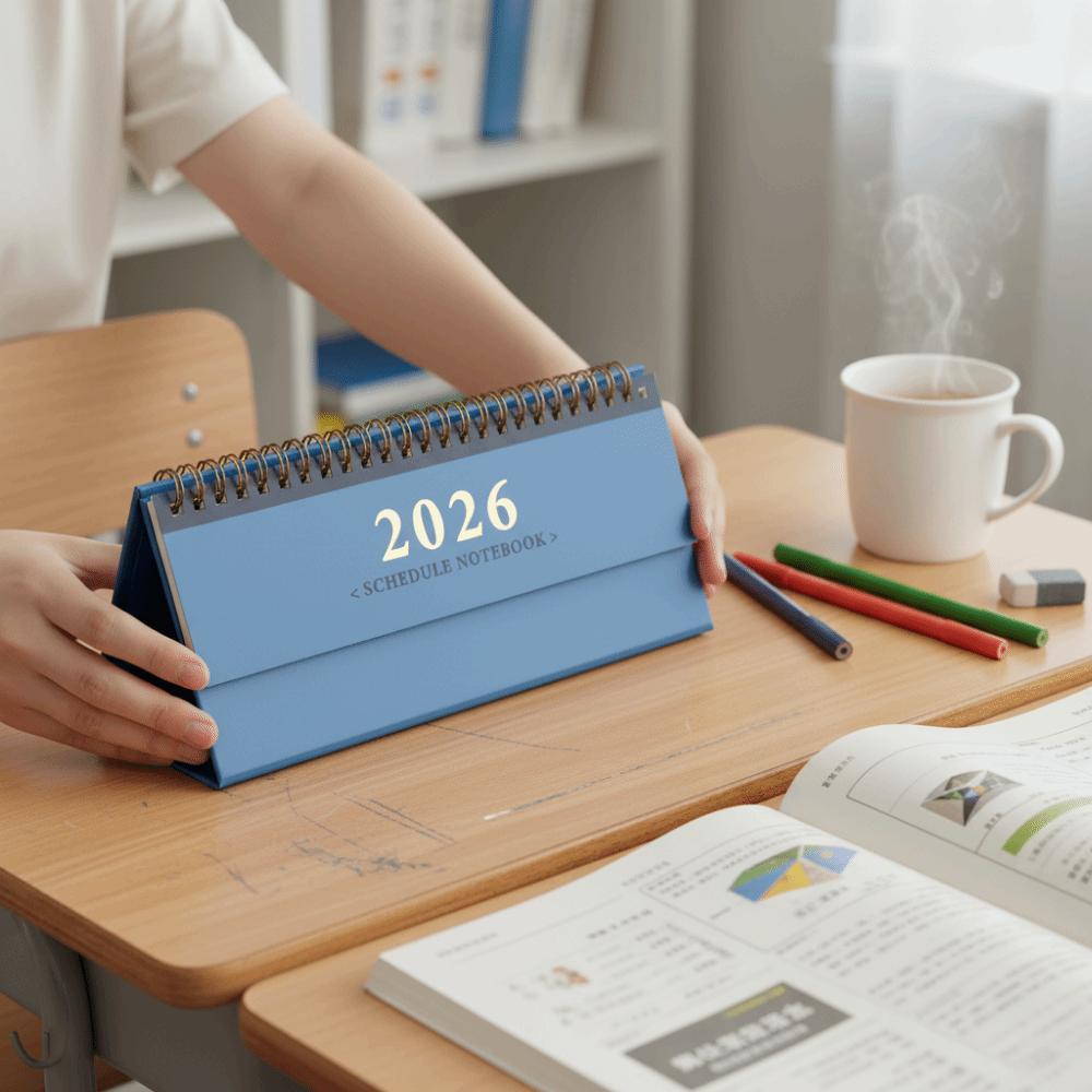 Minimalist Design 2026 Desktop Calendar Spiral Binding Mini Desk Calendar  Office Use