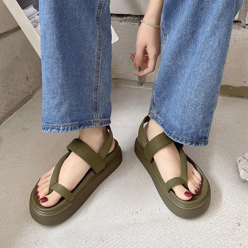

Fashion Net Red Women s Sandals Super Hot Summer 2025 New Flip-toe Thick-soled Niche Women s Shoes with Skirts Roman Shoes Explosion 40 зелёный