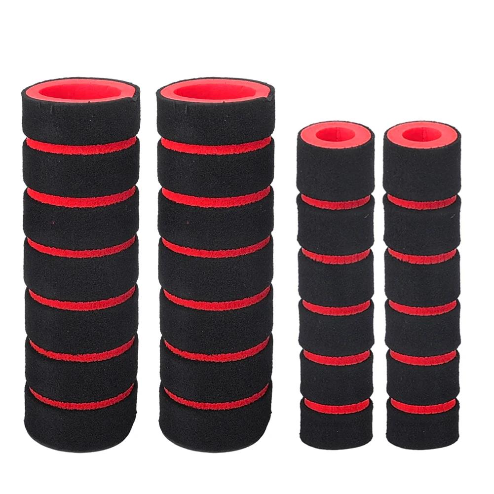 

4PCS Bicycle and Motorcycle Handlebar Foam Sponge Grip Cover Universal Anti-slip Soft Handlebar Modification Accessories красный