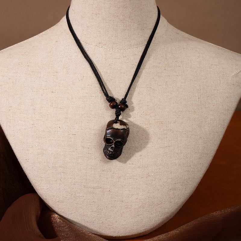 New Zealand Tribal Ethnic Style Resin Necklace Maori Fish Hook Imitation Bone Pendant Sweater Chain Scenic Travel Jewelry