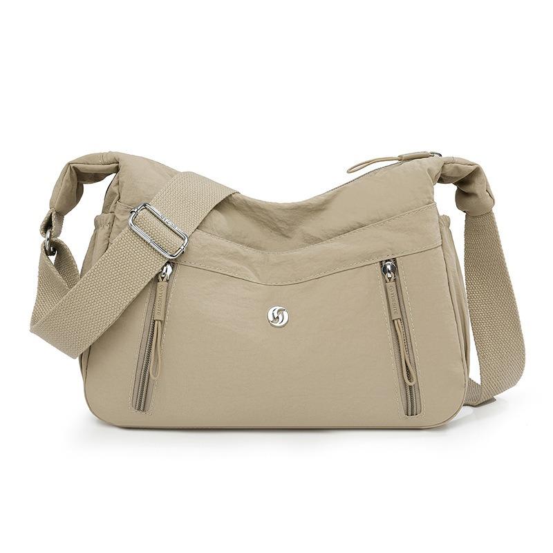 Textured shoulder bag simple and lightweight large-capacity nylon messenger bag fashionable solid color casual commuter bag women