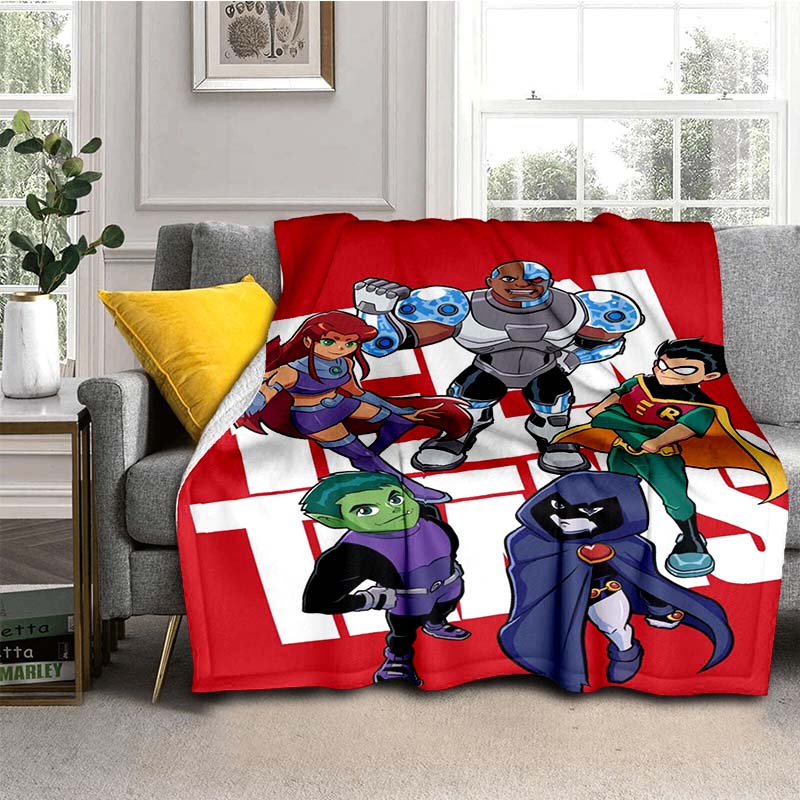 Teen Titans Go Familien Decke Flanell Vintage Weich Überwurfdecken für Stuhlbezug Sofa Winter,