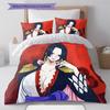 Anime One Piece Cartoon Pattern Bedding Quilt Set Quilt Cover Pillowcase Home Birthday Gift(1 * Duvet Cover + 2 * Pillowcase, Without Core)