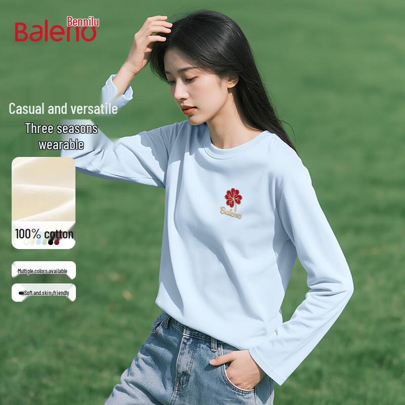 Baleno Women s Loose Fit Pure Cotton Long Sleeve T-Shirt L