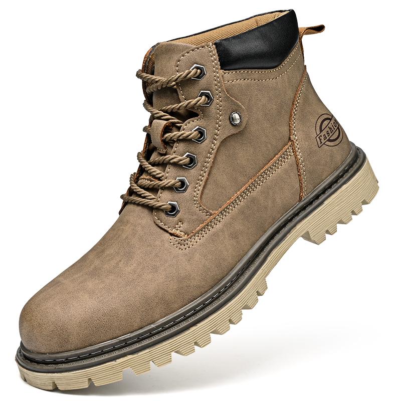 New Leather Men's Boots Autumn Winter Men Work Boots Outdoor Non-slip Ankle Boots Fashion High-Top Men's Shoes Hombres Botas