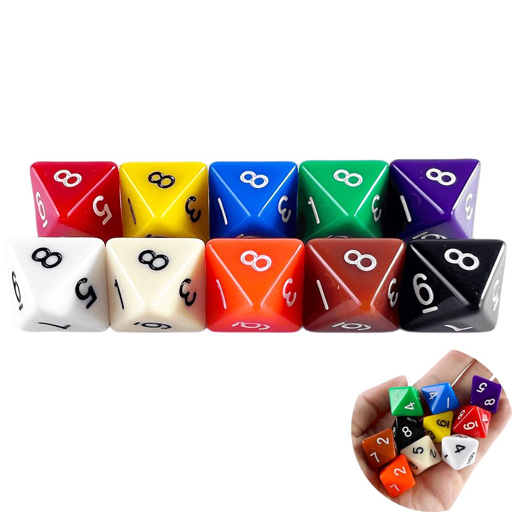 D8 Multi-sided Dice 15.5 Mm Digital Dice Game Set 8 Sided 10 Pcs for Board Games