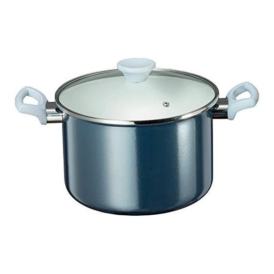 Takagi Metal Enamel Deep Pot 22cm 5.6L Onyx Blue ONB-22F