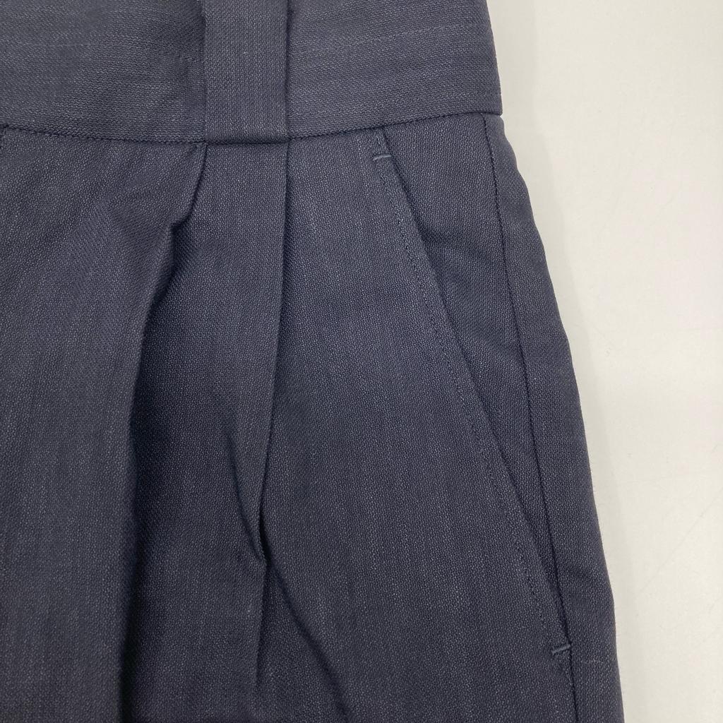 chaos Gentleman Lady Navy Rayon X Linen Two-Pleated Pants Bottoms 38 NavyUsed