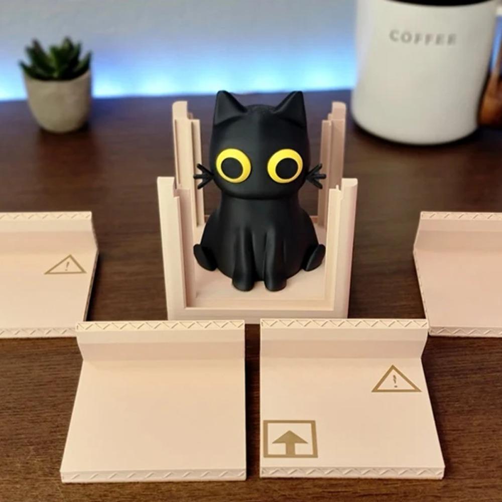 

Heat Insulation Adorable Cat Box Coaster Set Prevention Drink Cup Holder for Coffee & Tea чорний