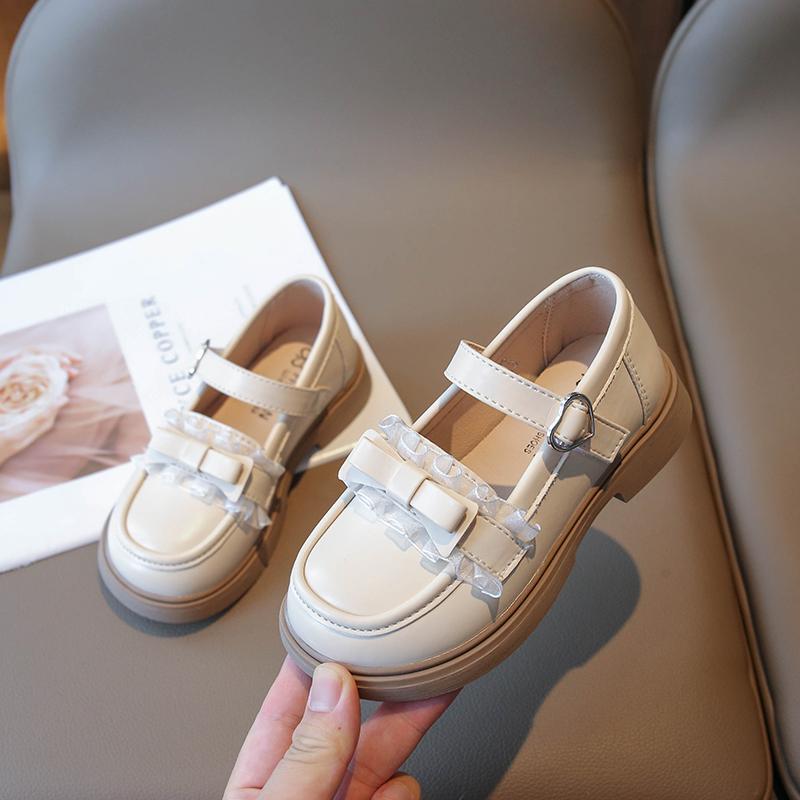 Girls Kids Shoes 2024 Spring New Little Princess Bow Flowers Korean Princess Soft Moccasin Shoes Elegant Children Casual Shoes