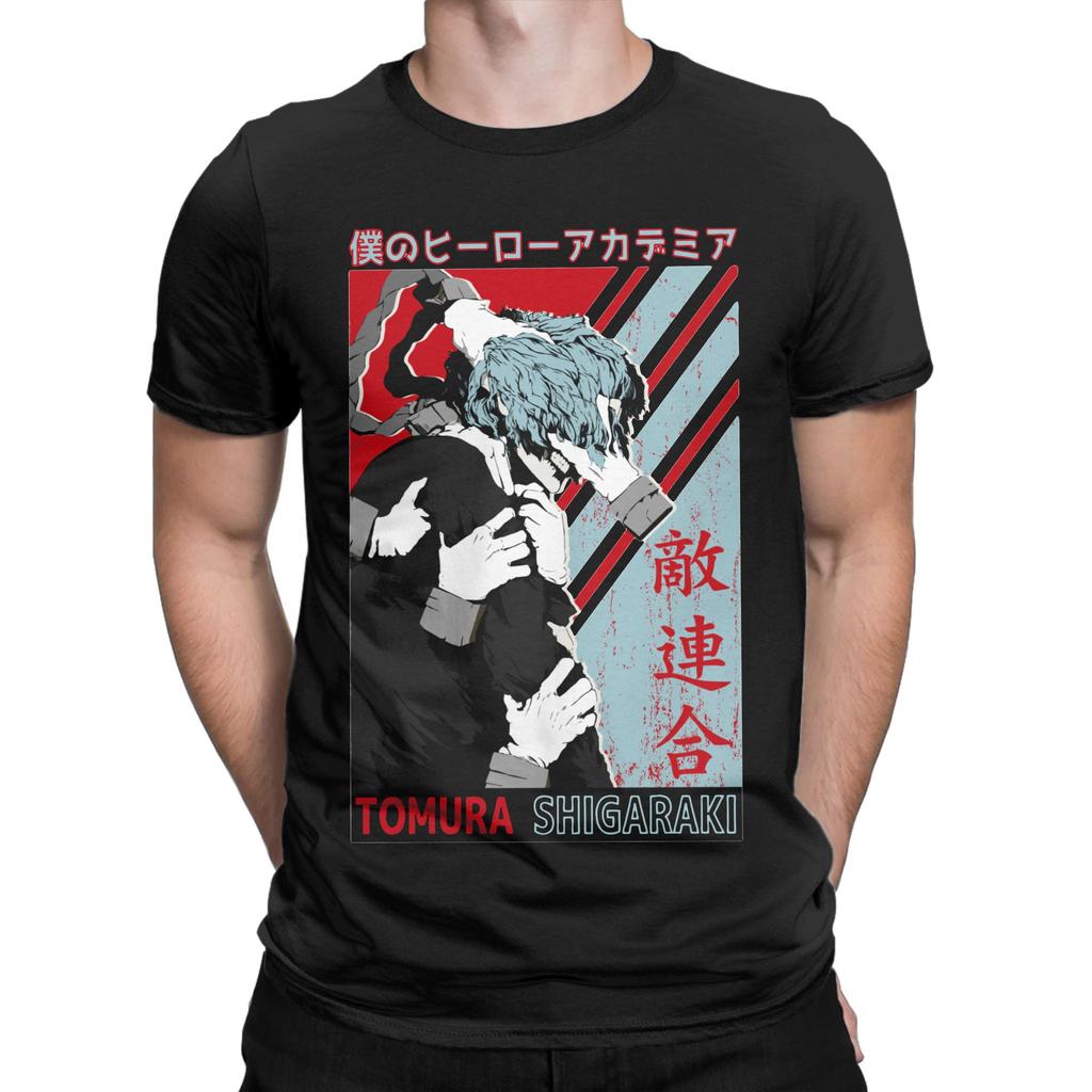 Men T-Shirts Tomura Shigaraki My Hero Academia Humor Pure Cotton Tee Shirt Short Sleeve Anime T Shirt Round Neck Clothes Adult