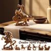 Brass Horse Step On Coins Lucky Statue Feng Shui Desk Ornament Zodiac Animal Figurines Miniatures Pure Copper Crafts Collections