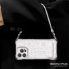 Rose printing applies to Apple 17 mobile phone case iphone15 four-corner lanyard 16promax bracket 14 lambskin.