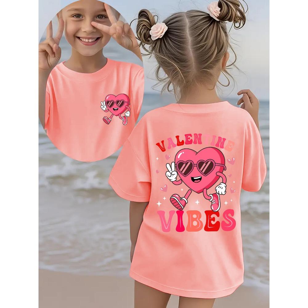 

Summer fashion girls short-sleeved T-shirt with cartoon pattern double-sided printing casual versatile top 100
