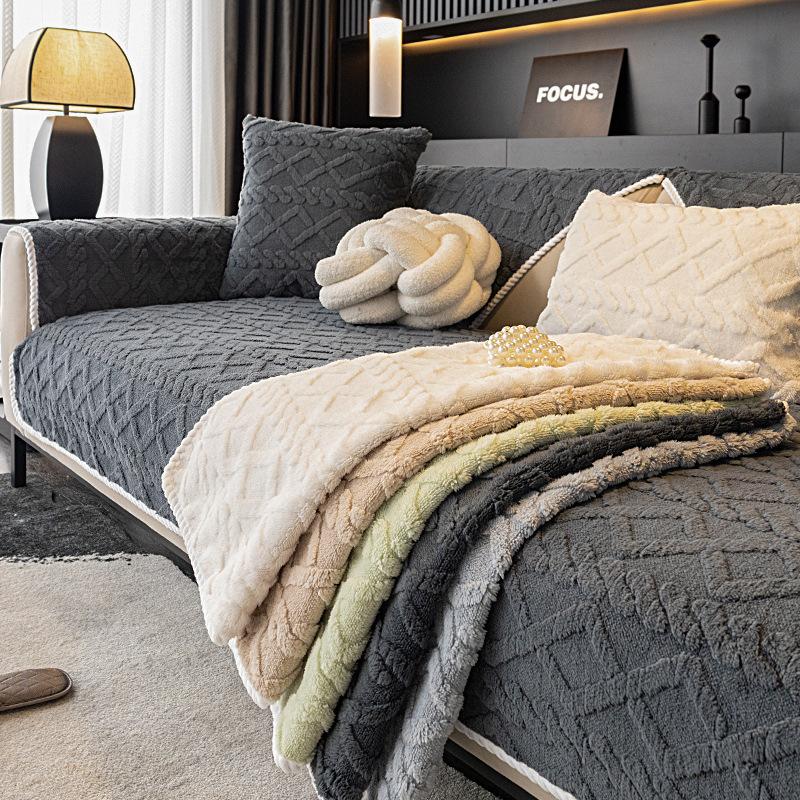 Sofa Cushion Four Seasons Universal Simple and Light Luxury Plush Leather Sofa Non-Slip Cushion Sofa Cover Cover Cloth