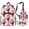 Cook 3D Digital Color Printing Backpack Set Oxford Cloth Waterproof And Wear-Resistant Three-Piece Backpack