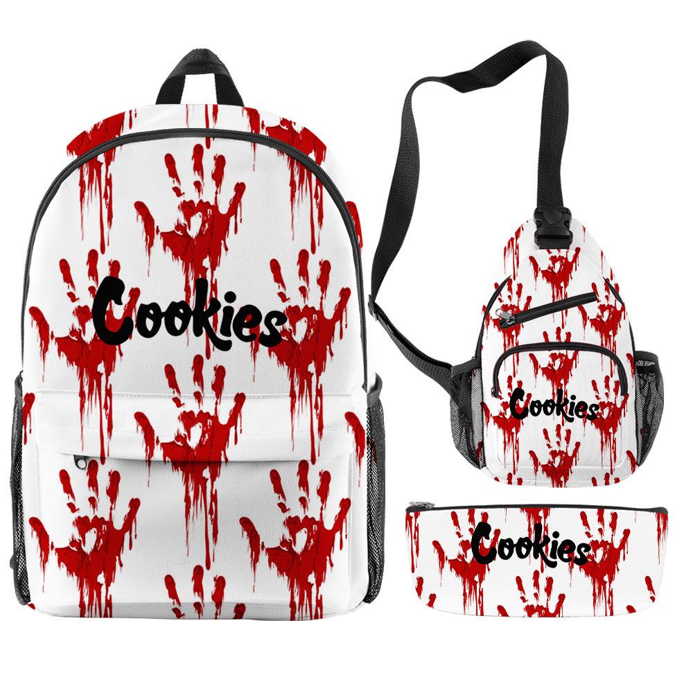 Cook 3D Digital Color Printing Backpack Set Oxford Cloth Waterproof And Wear-Resistant Three-Piece Backpack