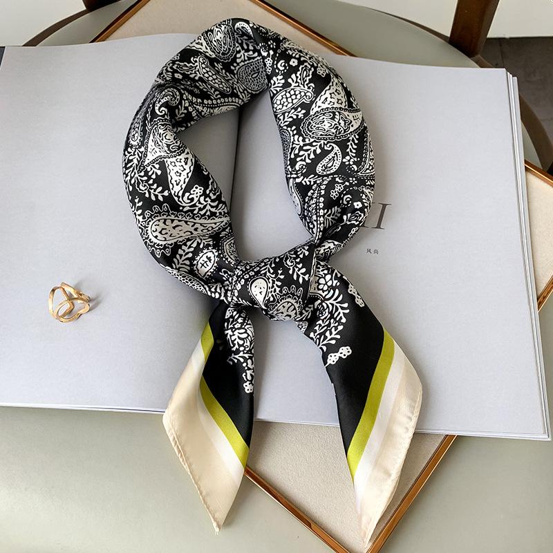 Paisley Print Bandana Head Scarves Women Silk Handkerchief Small Hijab Scarf For Ladies Satin Headband Square Neck Tie Scarfs 70