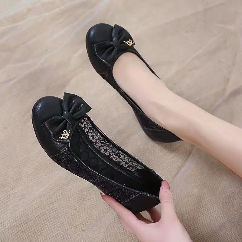 Fashion Slip-on Round Toe Moccasins Ladies Footwear with Bow High Quality Fashion Korean Style Stylish 2025 Summer 39 Women's Flat Shoes