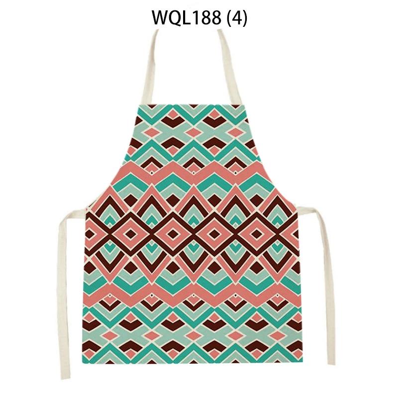 Retro Geometry Print Kitchen Apron for Woman Man Bohemia Linen Baking Aprons Adult Kids Cooking Apron Cleaning Tools Tablier