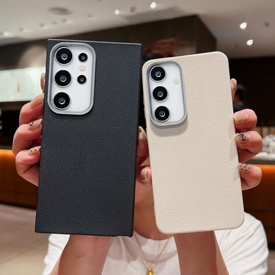 Leather Texture Case For Samsung Galaxy S22 S23 S24 Ultra Plus S24 FE A55 A54 A35 A15 A16 A25 A14 A16 5G Soft TPU Phone Cover