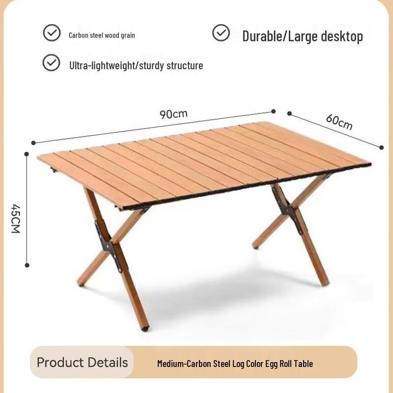 Linpan Outdoor Portable Carbon Steel Roll-Up Camping Table