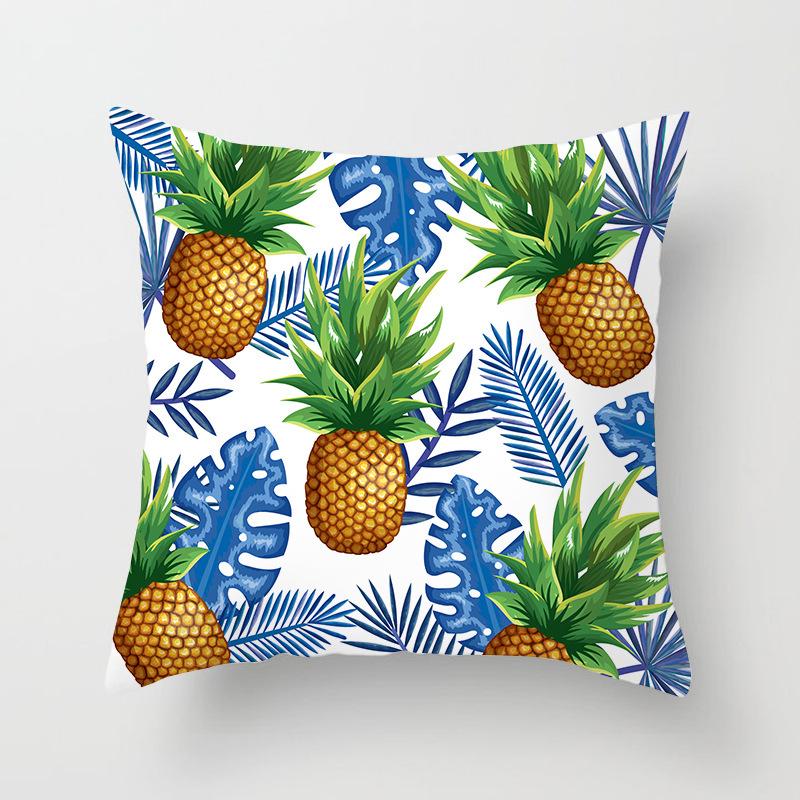 Nordic Green Plant Series Pillow Cover Peach Skin Printed Home Sofa Cushion Cover Pillow