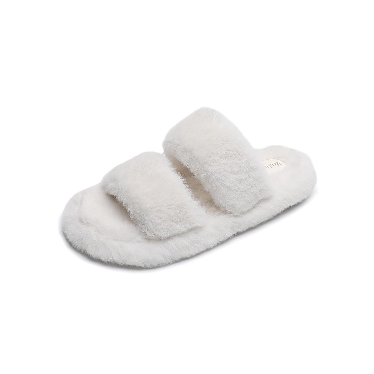 

Weiwei girl 799-1 пушистые туфли на плоской подошве, женская осенне-зимняя мода. Интернет-знаменитости носят белые плюшевые хлопковые тапочки. 43 белый