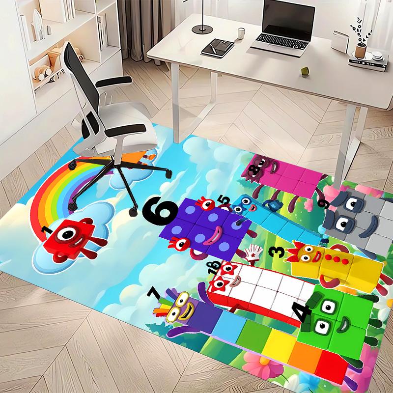 Number block Print Area Rug - Soft, Washable Non-Slip Indoor Mat for Office Chairs, Living Room, Home Office Decorative Rug