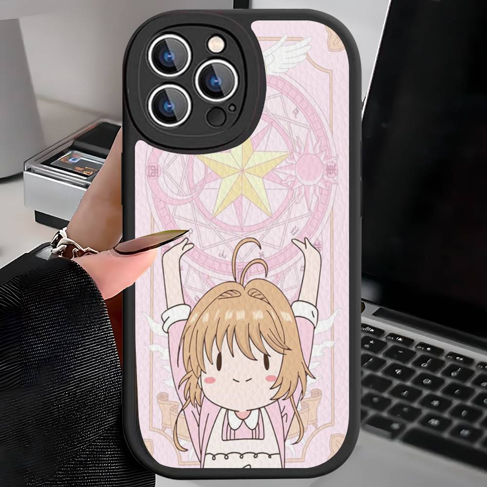 C-Cardcaptor Sakura Phone Case for iPhone 16 15 14 11 12 13 Pro Max Plus Back Leather Shell