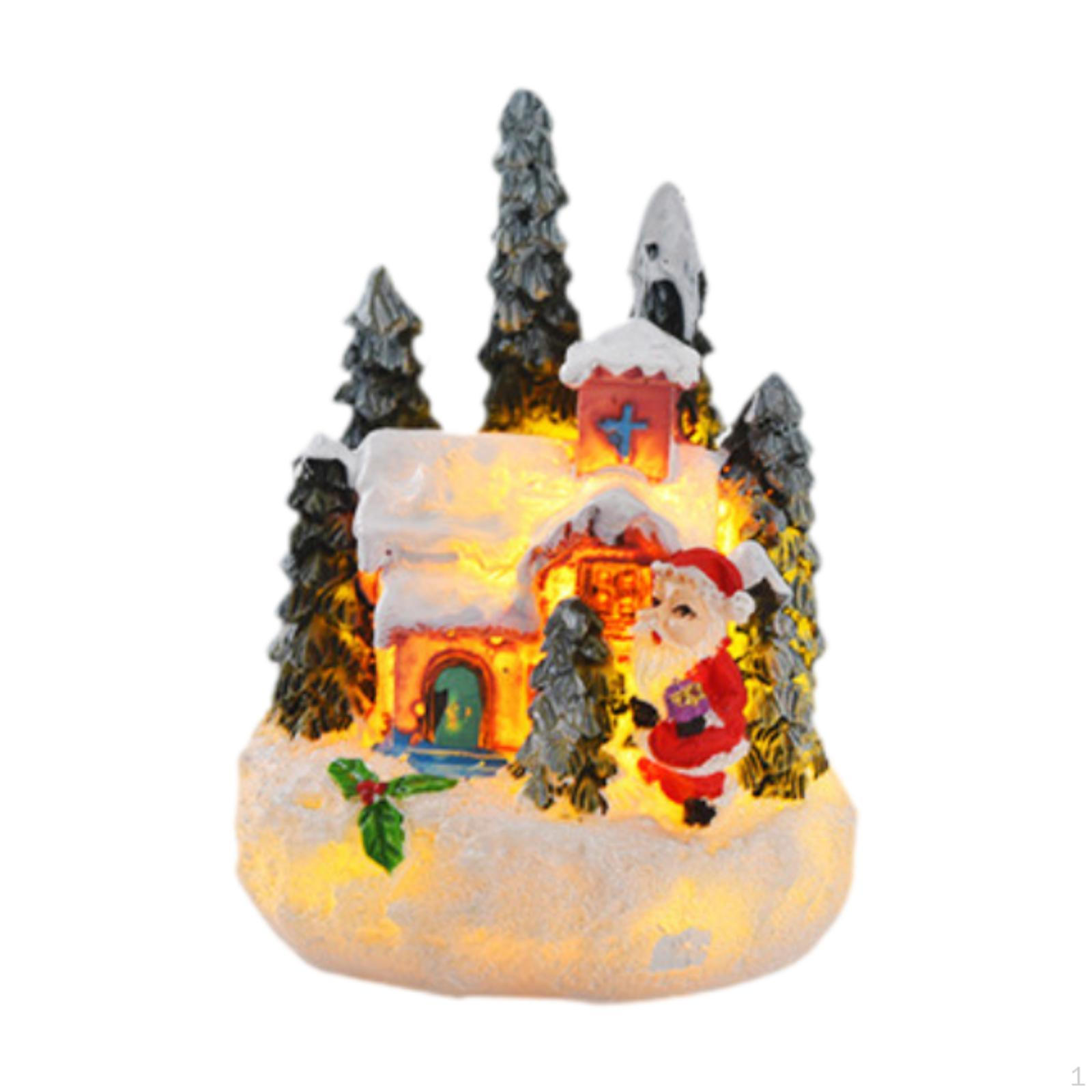 

Рождественский светящийся дом, настольное украшение, миниатюрная снежная сцена, Санта-Клаус Style C
