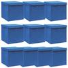 VidaXL Storage Boxes with Lid 10 Pcs Blue 32x32x32cm Fabric