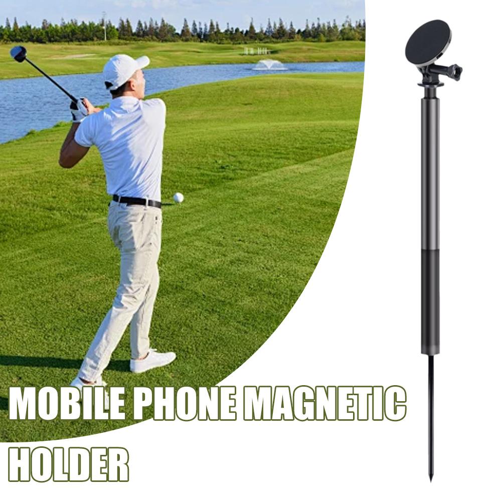 Golf-Monopod-Selfie-Stick mit Erdspieß für Golfschwünge, höhenverstellbarer magnetischer Golf-Handyständer für Magsafe-Kameras
