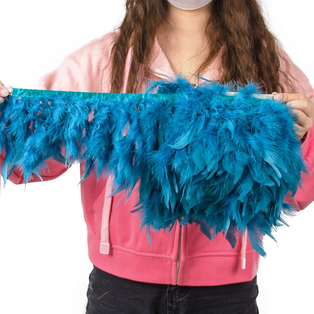 Multicolor Natural Turkey Feather Trim Ribbon 4-6 Inches Fluffy White Marabou Feathers Trims Lace for Party Skirt Clothing Decor
