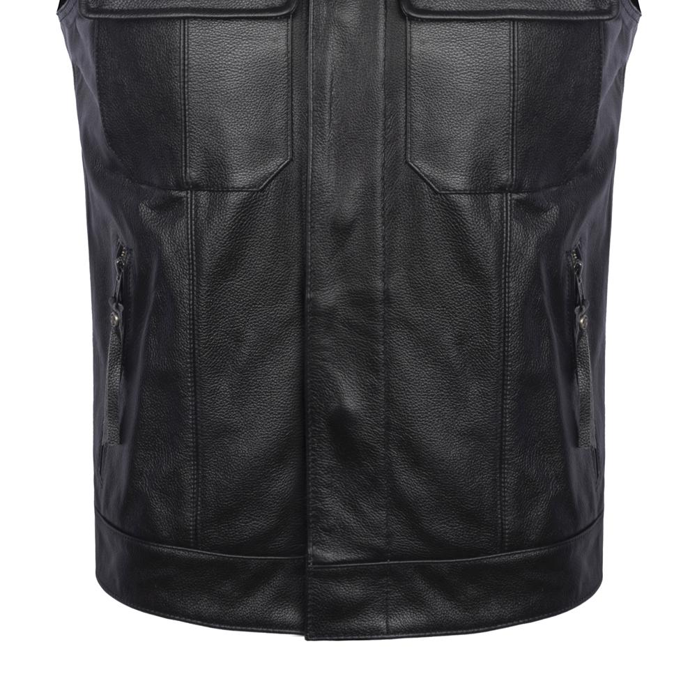 Classical Motorcycle Biker Real Cow Leather Vest Men Genuine Leather Vests
