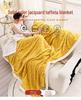 Double-layer Thickened Lambskin Jacquard Tuff Fleece Blanket for Office Nap - Solid Color AB Version.