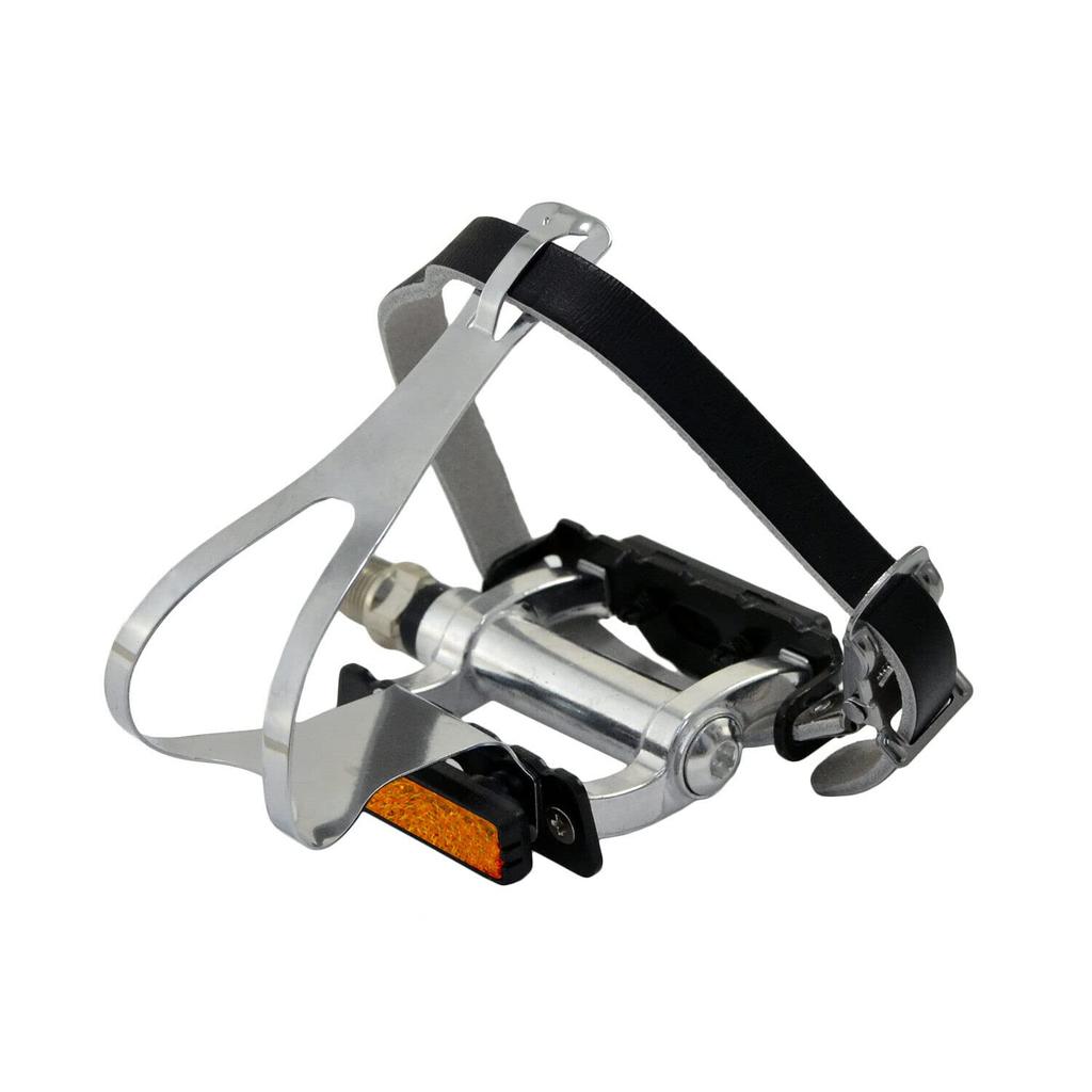 FPD NWL-424B+S41+T12 Road Touring Pedals with Toe Clips Cages Straps, FD2334