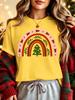Rainbow Christmas Tree Graphic Family Matching T Shirt Boys Girls Parent Kid Short Sleeve Tee For Party Daily Casual Outfit