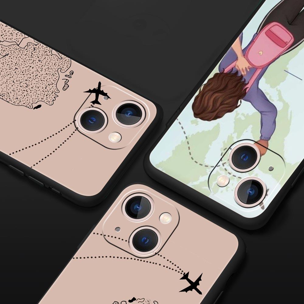 Fashion Planes World Map Travel Luxury Soft Phone Case For iPhone 13 15 14 12 11 Pro MAX XR X SE XS 7 8 Plus Silicone Cover