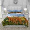 3D Animal Bedding Set - Giraffes Mountains Grassland Quilt Cover Twin/King Size, 2/3PCS Soft Polyester Bed Linen, Durable & Fade