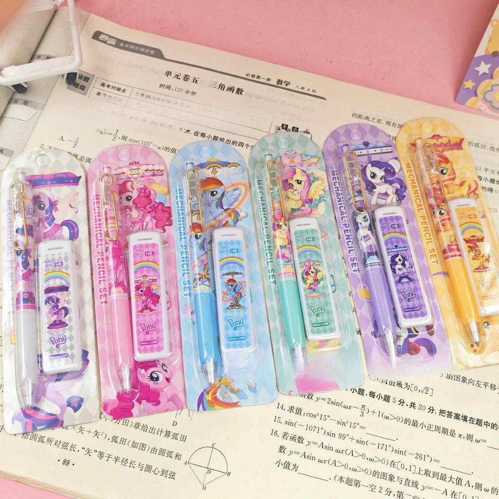 My Little Pony Automatic Pencil Set, Unsharpenable Continuous Lead, Cartoon Push-Button Mechanical Pencil