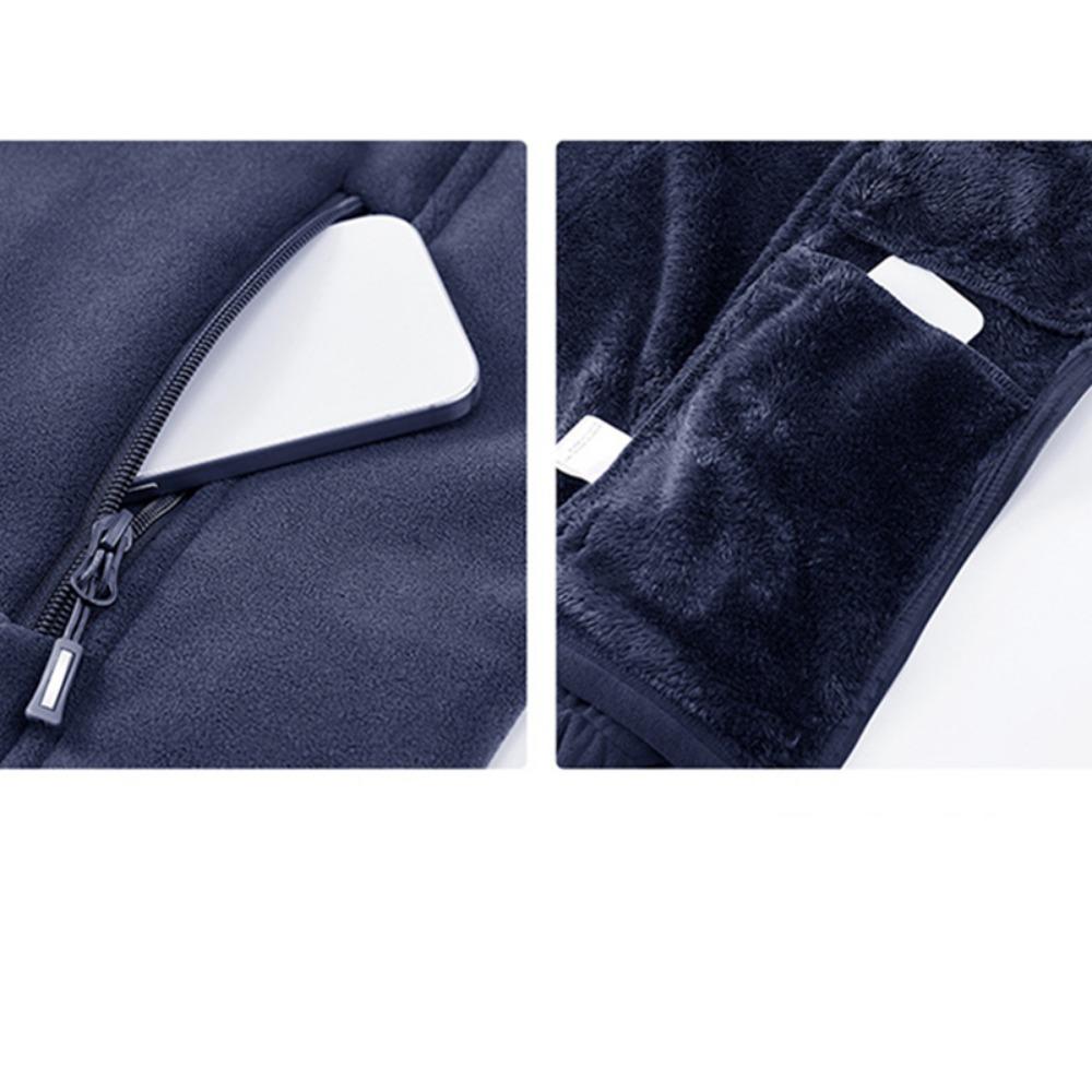 2025 Winter Thicken Polar Fleece Jacket Warm Windproof Full Zip Up Coat Multiple Zipper Pockets Outdoors Plus Size Jackets Outwear
